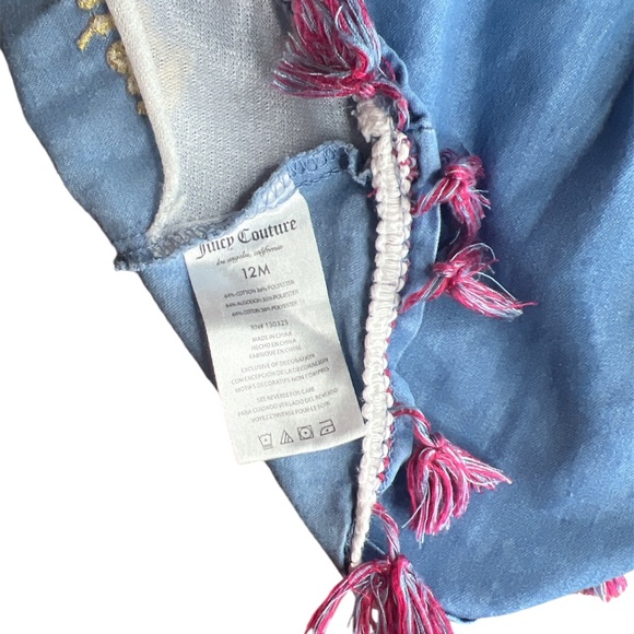 Juicy Couture Baby/Kids Boho Chambray Dress w Emroidery & Hem Tassels 12M - Picture 3 of 5
